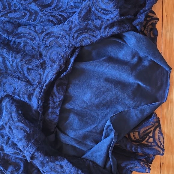 NWT, Free People ONE, Adella Burnout Lace Slip Mini Dress, Navy, XS - Picture 7 of 15